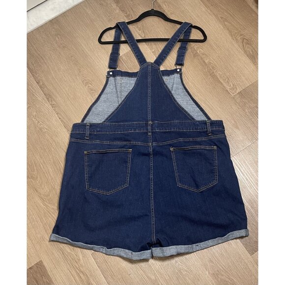 ModCloth Women's 2X Dark Wash Denim Overall Shorts w/Adjustable Straps Casual - Picture 2 of 6